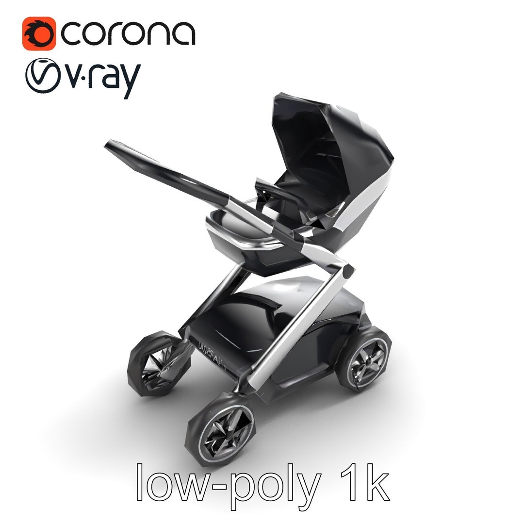 Futuristic Smart Stroller 3D Model – Low Poly PBR Game Asset, FBX - View 10