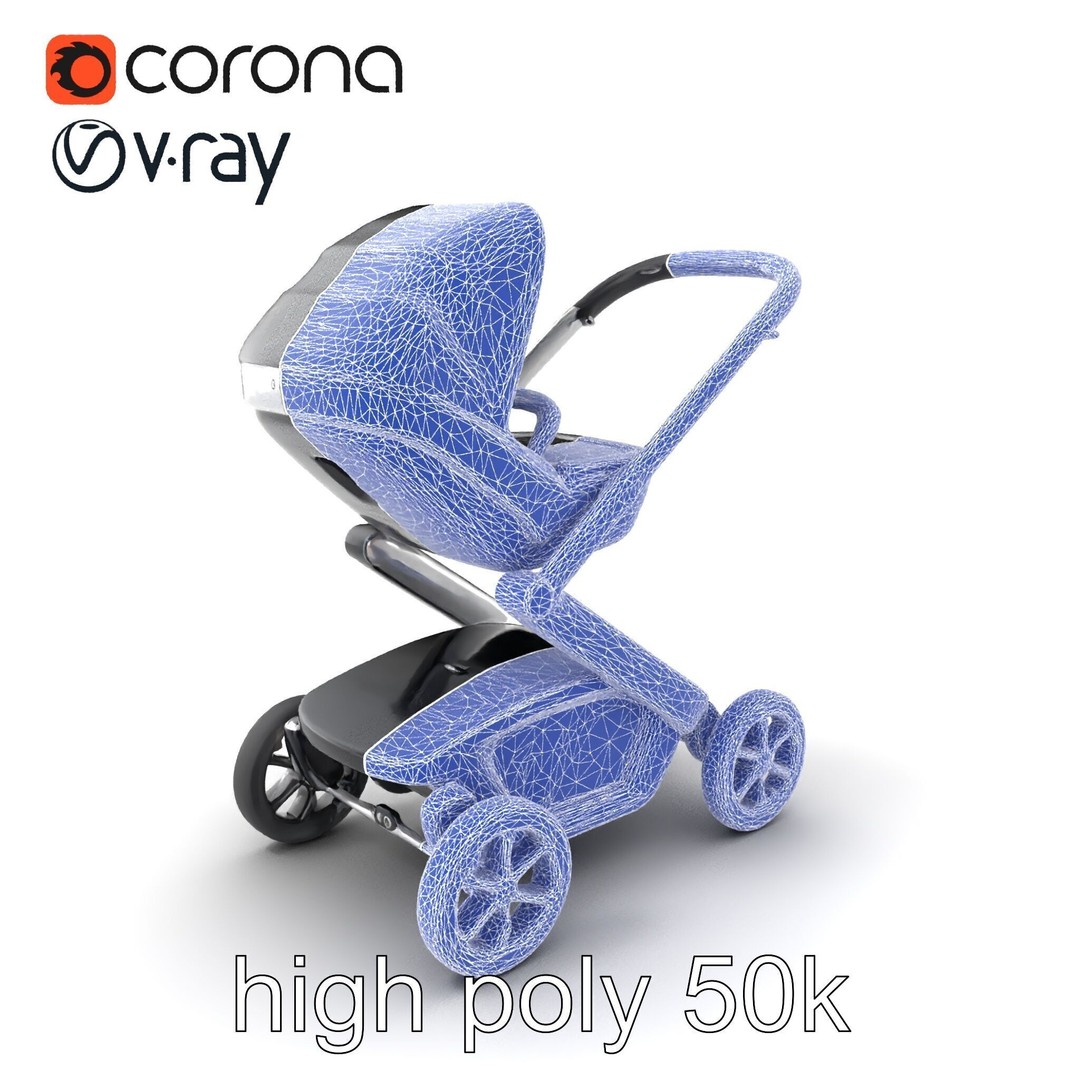 Futuristic Smart Stroller 3D Model – Low Poly PBR Game Asset, FBX - View 11