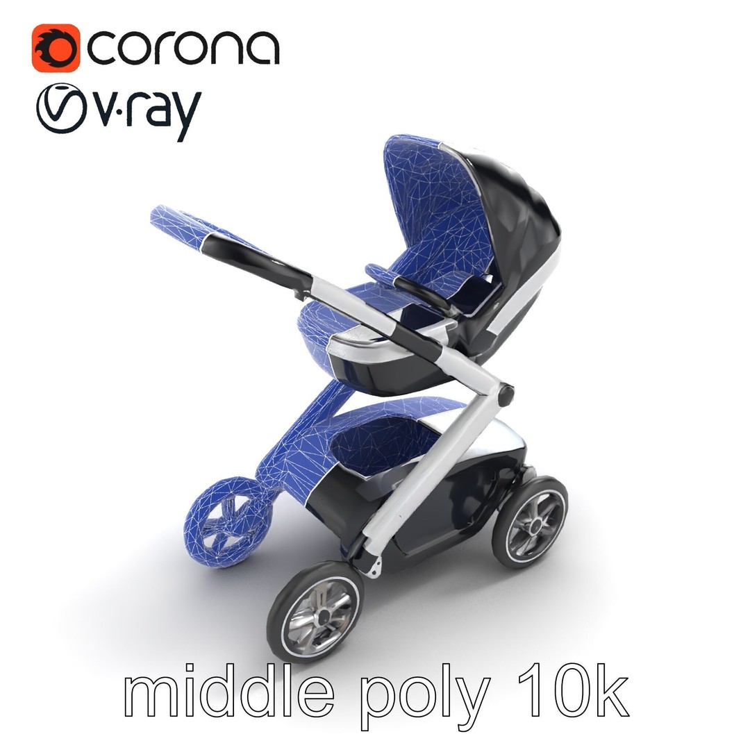 Futuristic Smart Stroller 3D Model – Low Poly PBR Game Asset, FBX - View 12