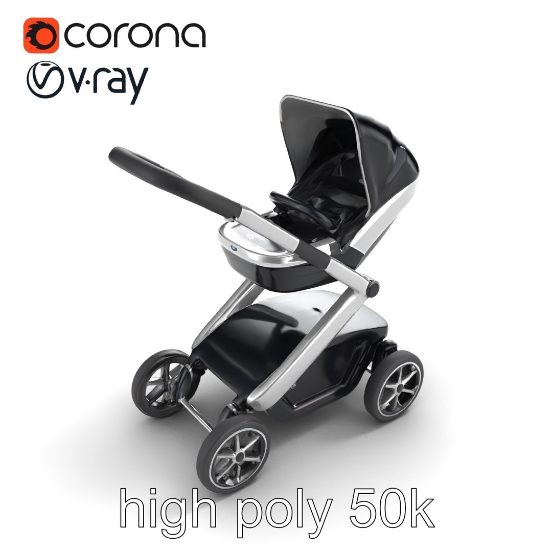 Futuristic Smart Stroller 3D Model – Low Poly PBR Game Asset, FBX - View 14