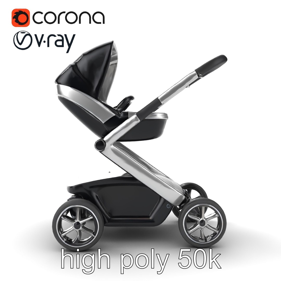 Futuristic Smart Stroller 3D Model – Low Poly PBR Game Asset, FBX - View 15