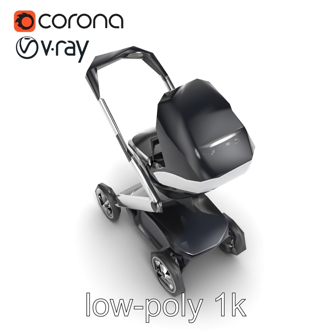 Futuristic Smart Stroller 3D Model – Low Poly PBR Game Asset, FBX - View 17
