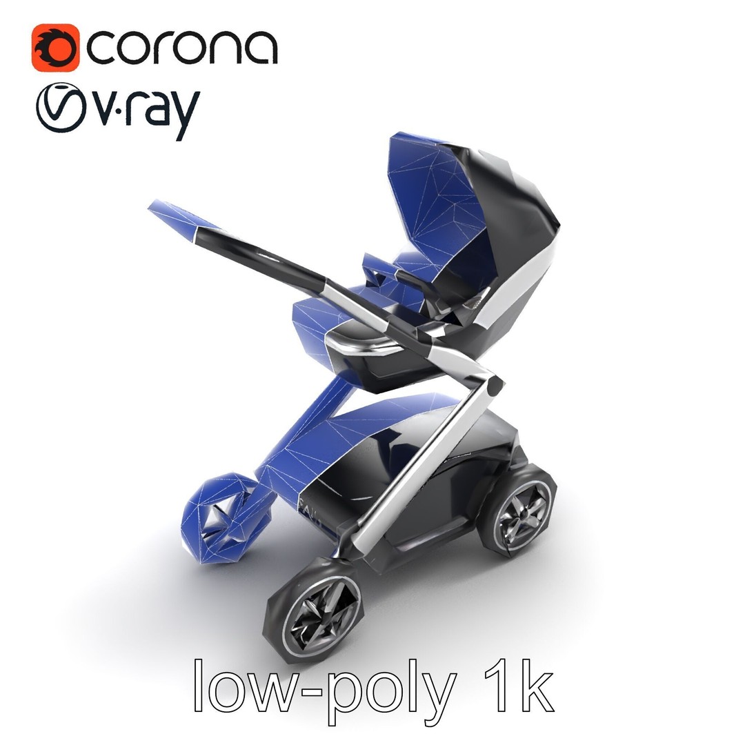 Futuristic Smart Stroller 3D Model – Low Poly PBR Game Asset, FBX - View 18