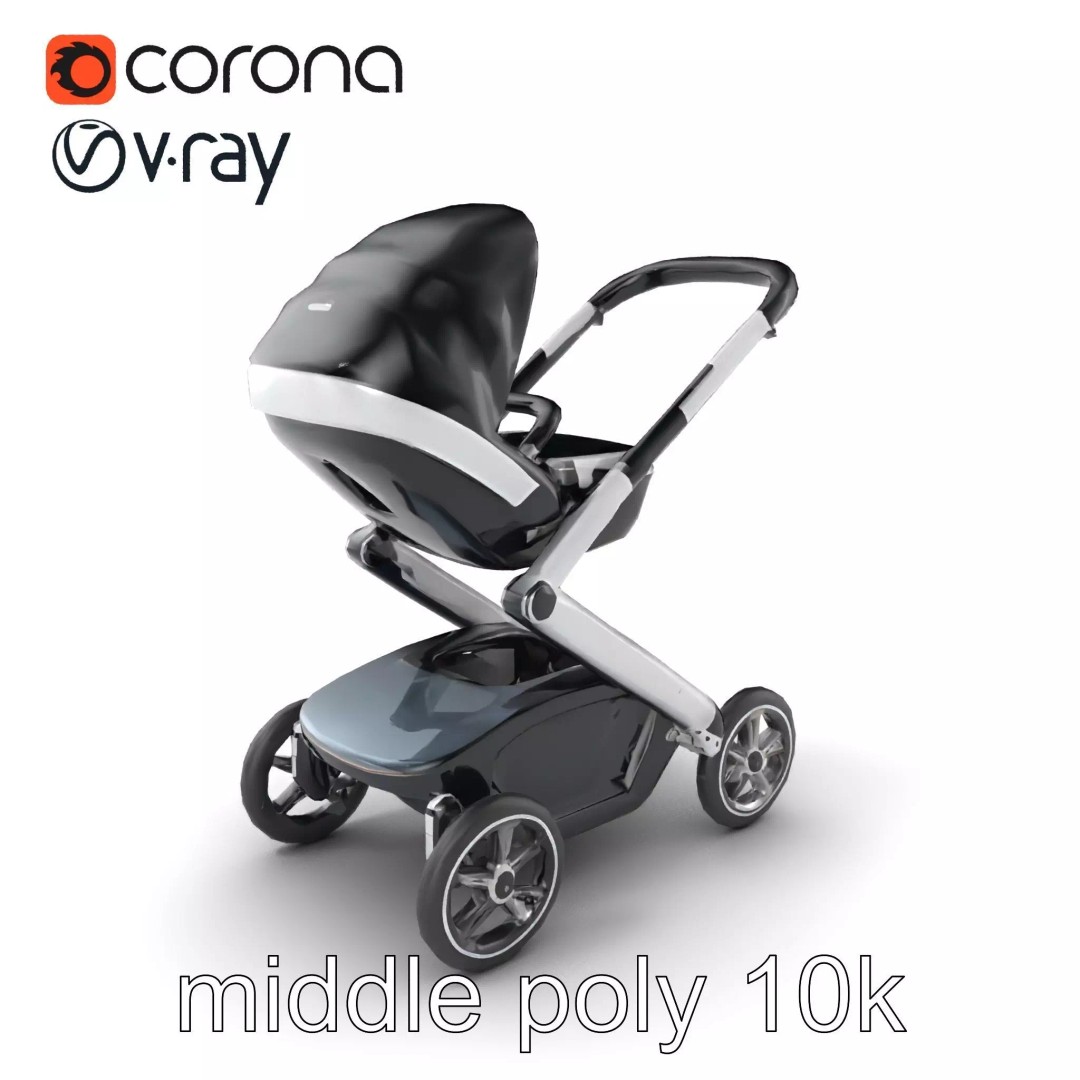 Futuristic Smart Stroller 3D Model – Low Poly PBR Game Asset, FBX - View 2