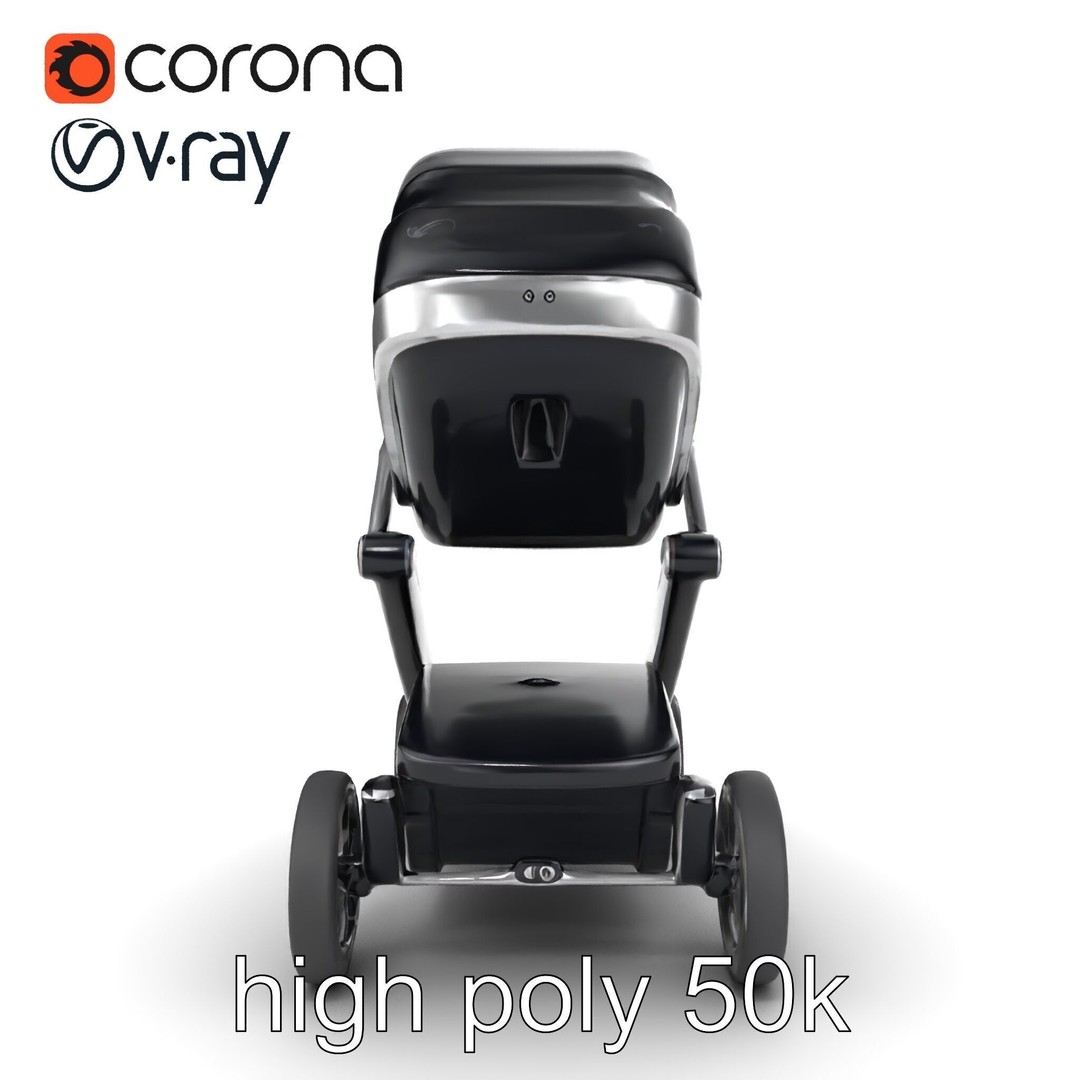 Futuristic Smart Stroller 3D Model – Low Poly PBR Game Asset, FBX - View 20
