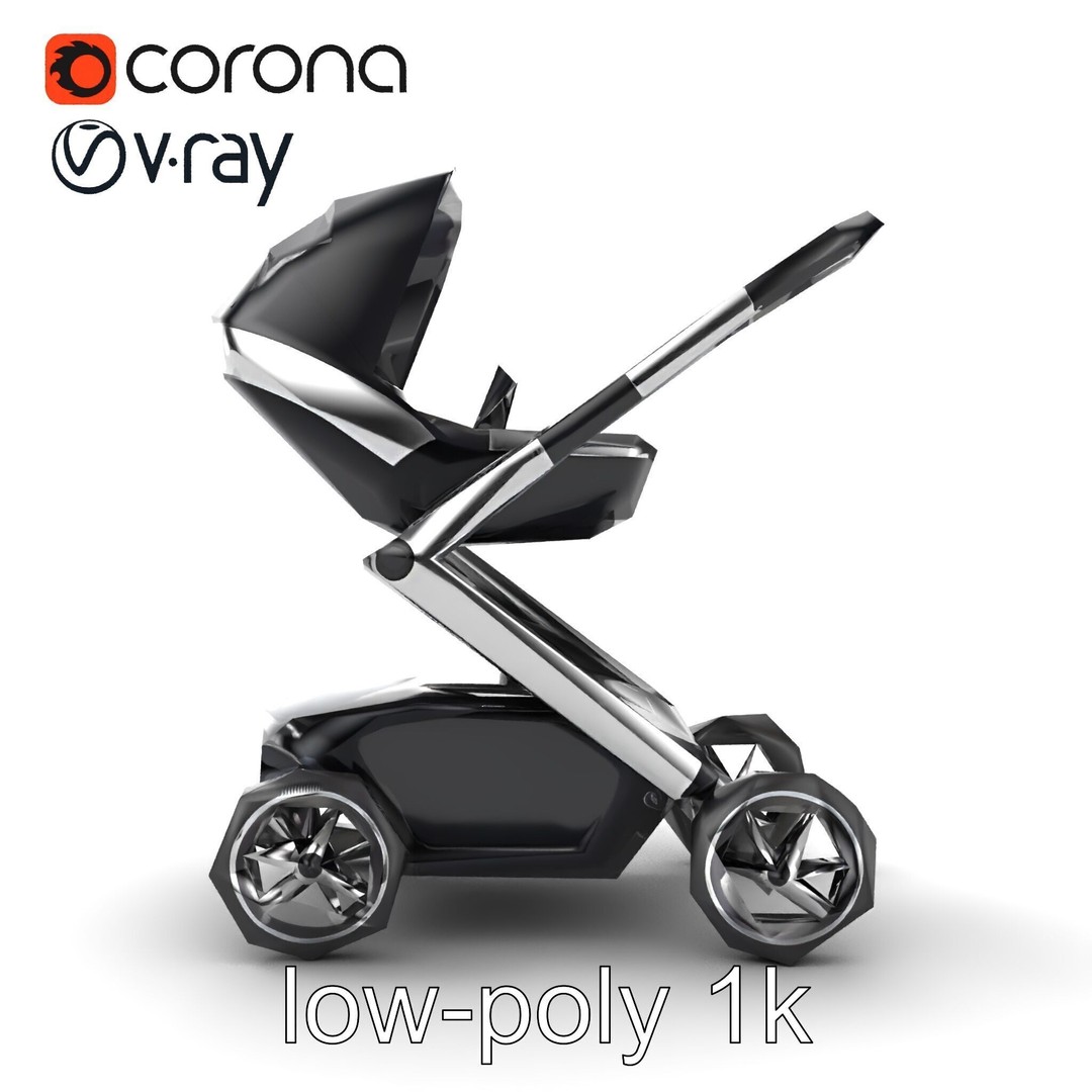 Futuristic Smart Stroller 3D Model – Low Poly PBR Game Asset, FBX - View 21
