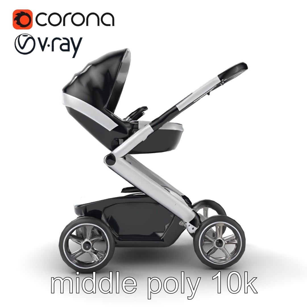 Futuristic Smart Stroller 3D Model – Low Poly PBR Game Asset, FBX - View 22