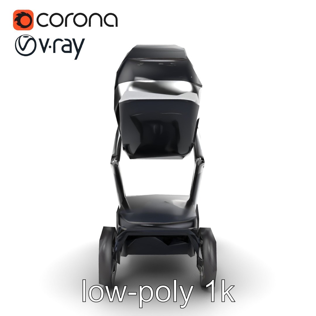 Futuristic Smart Stroller 3D Model – Low Poly PBR Game Asset, FBX - View 23