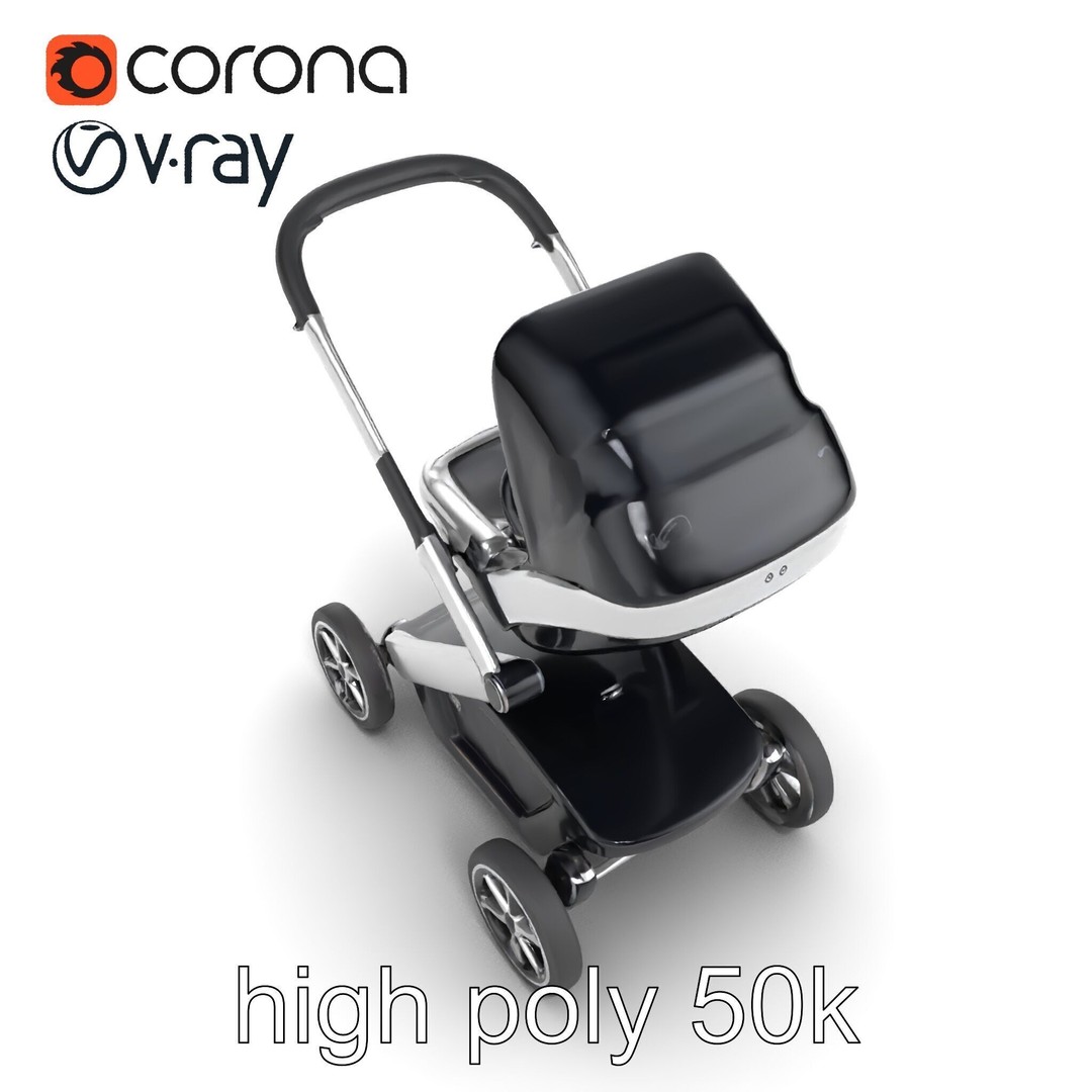Futuristic Smart Stroller 3D Model – Low Poly PBR Game Asset, FBX - View 24