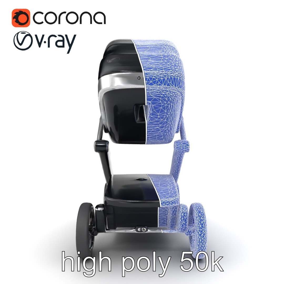 Futuristic Smart Stroller 3D Model – Low Poly PBR Game Asset, FBX - View 28