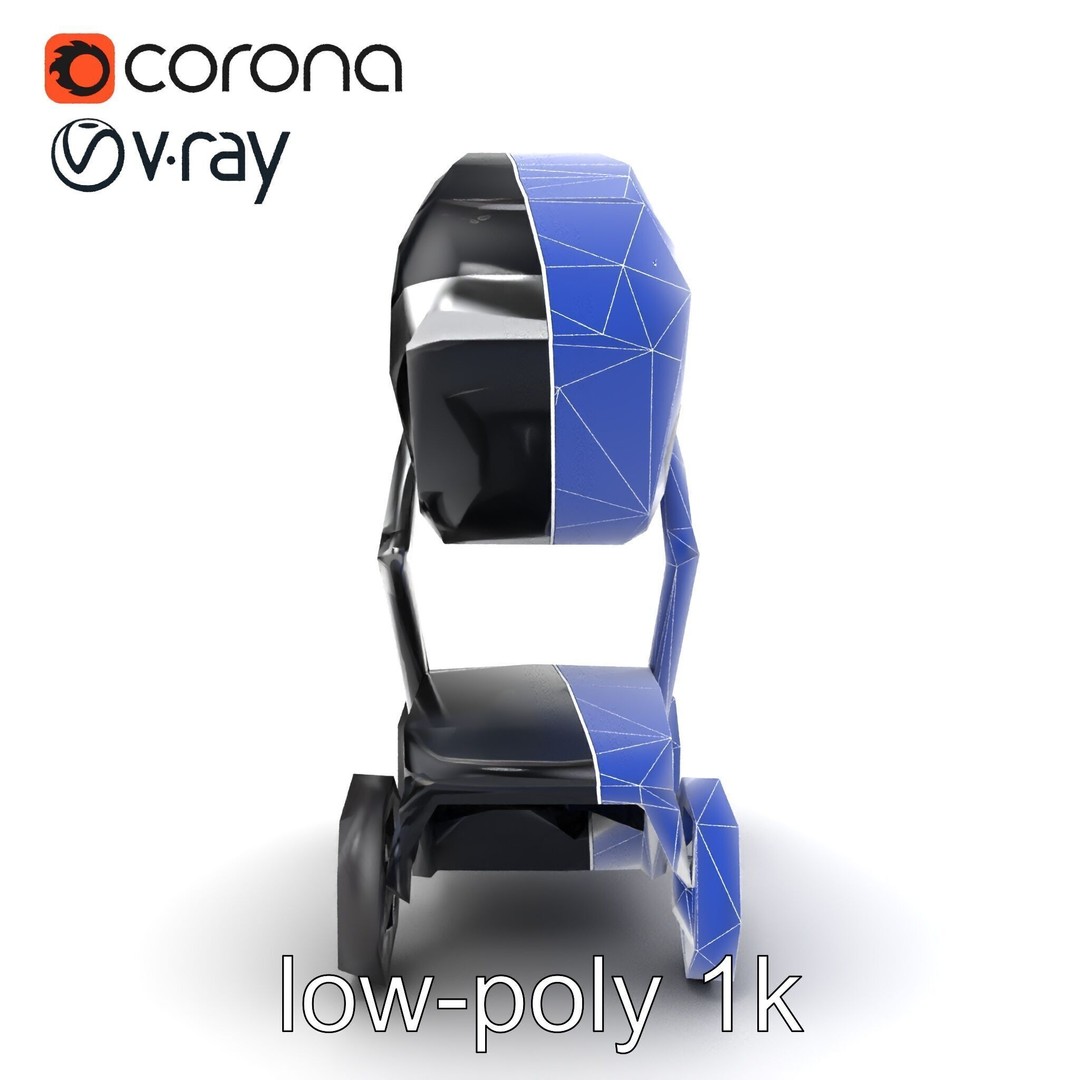 Futuristic Smart Stroller 3D Model – Low Poly PBR Game Asset, FBX - View 29