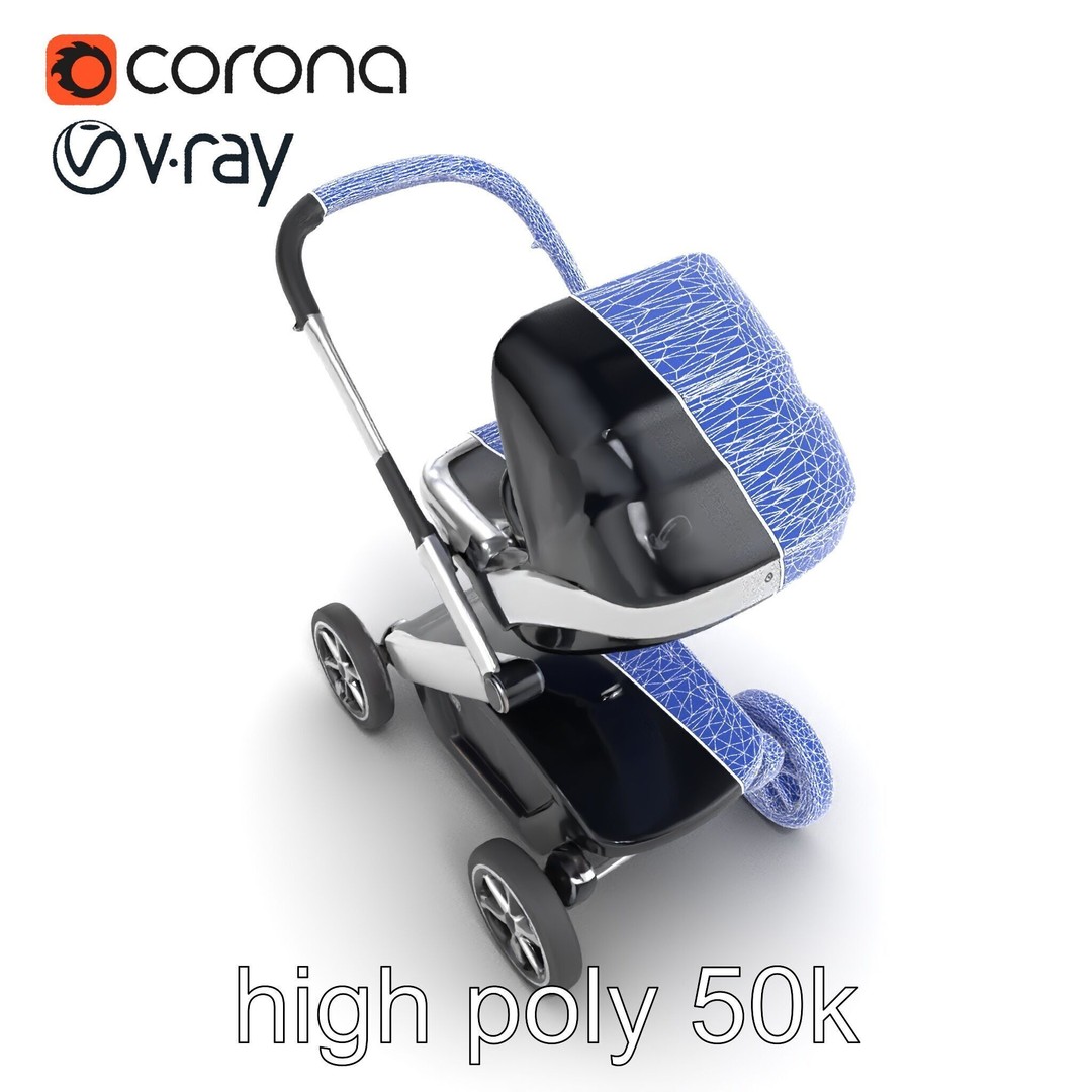 Futuristic Smart Stroller 3D Model – Low Poly PBR Game Asset, FBX - View 32