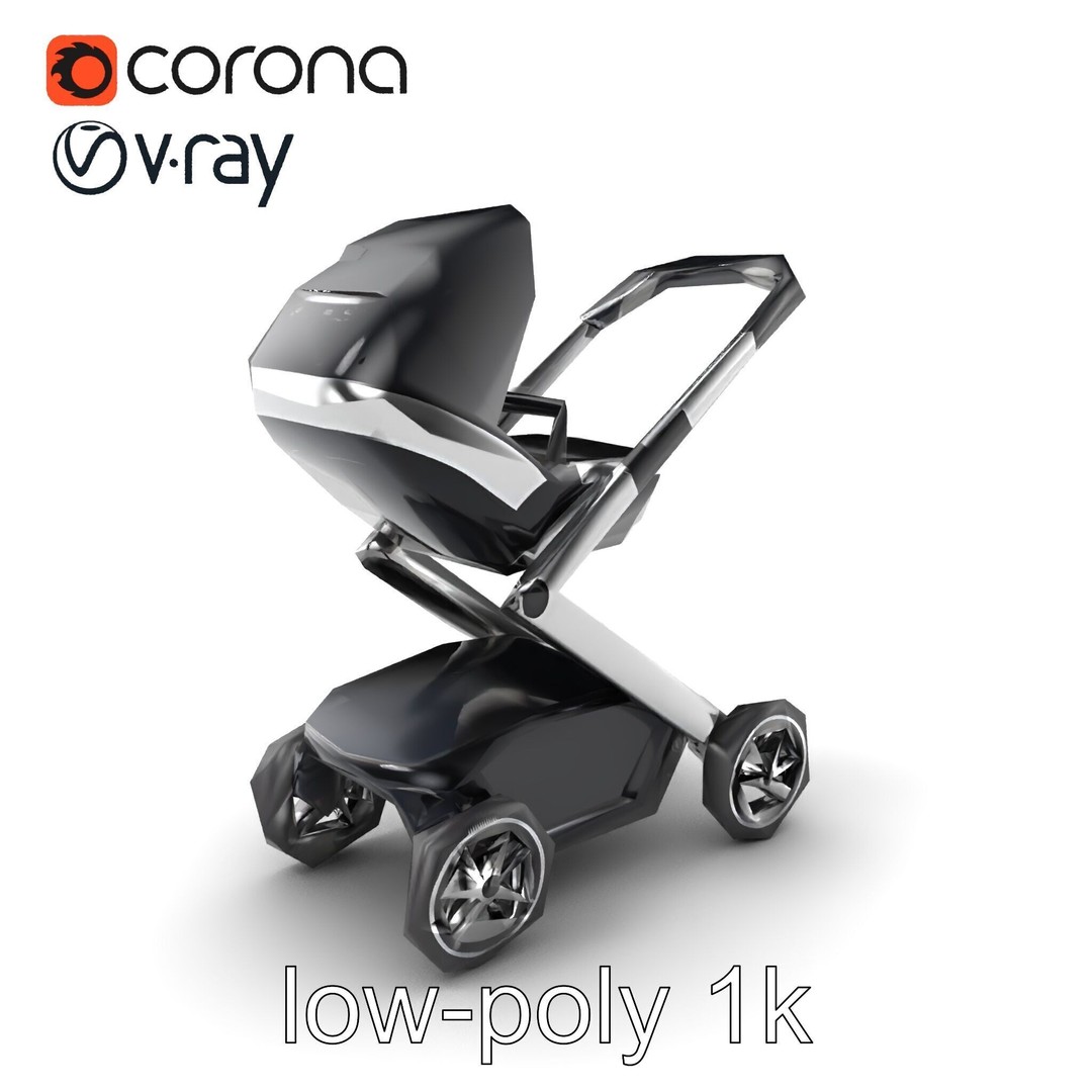 Futuristic Smart Stroller 3D Model – Low Poly PBR Game Asset, FBX - View 6