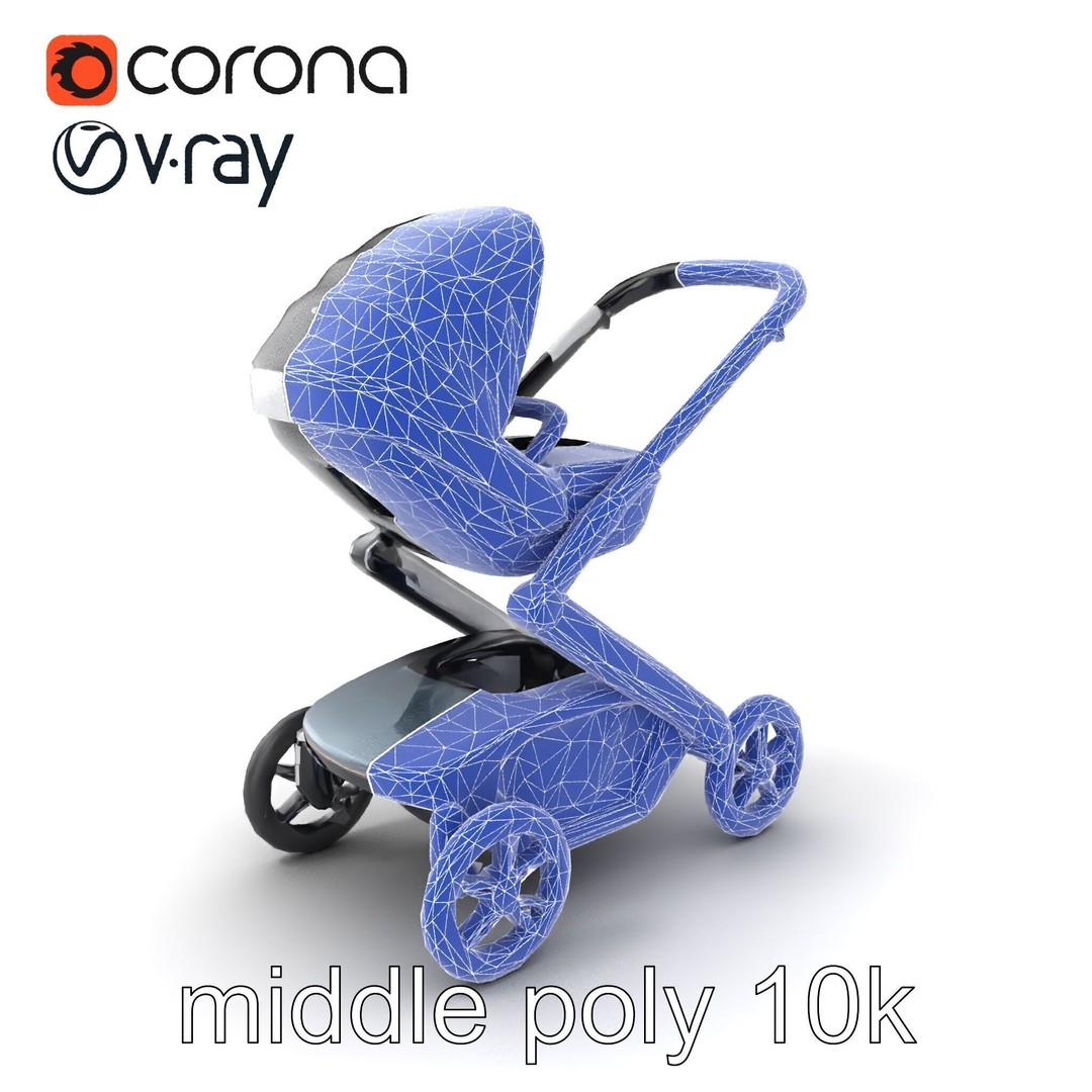 Futuristic Smart Stroller 3D Model – Low Poly PBR Game Asset, FBX - View 7