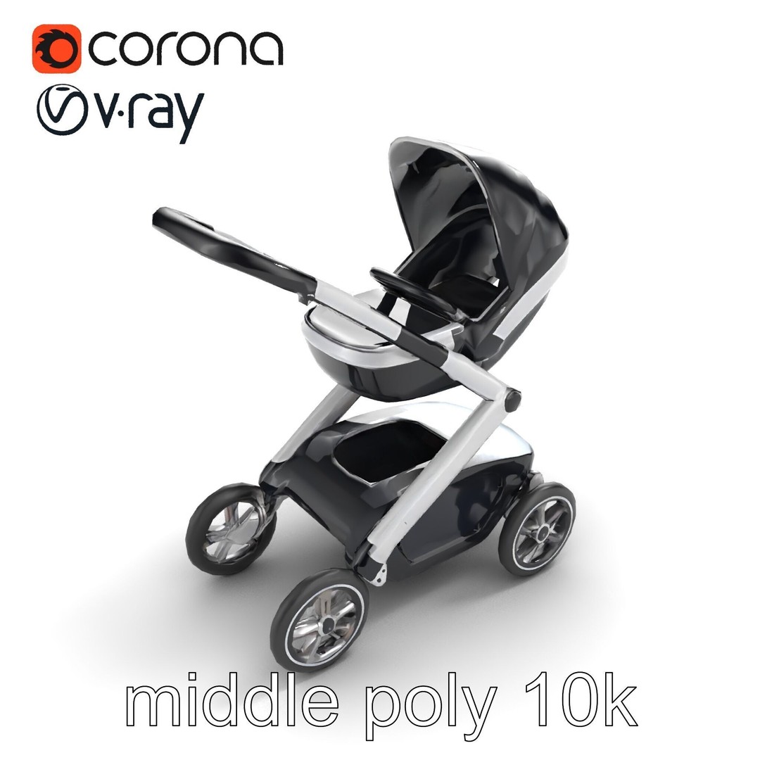 Futuristic Smart Stroller 3D Model – Low Poly PBR Game Asset, FBX - View 9