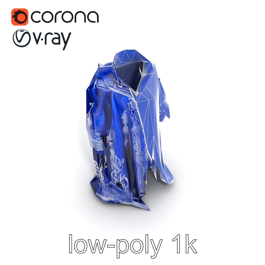 Sapphire Wizard Robe 3D Model – Low Poly PBR Character Asset, FBX - View 20