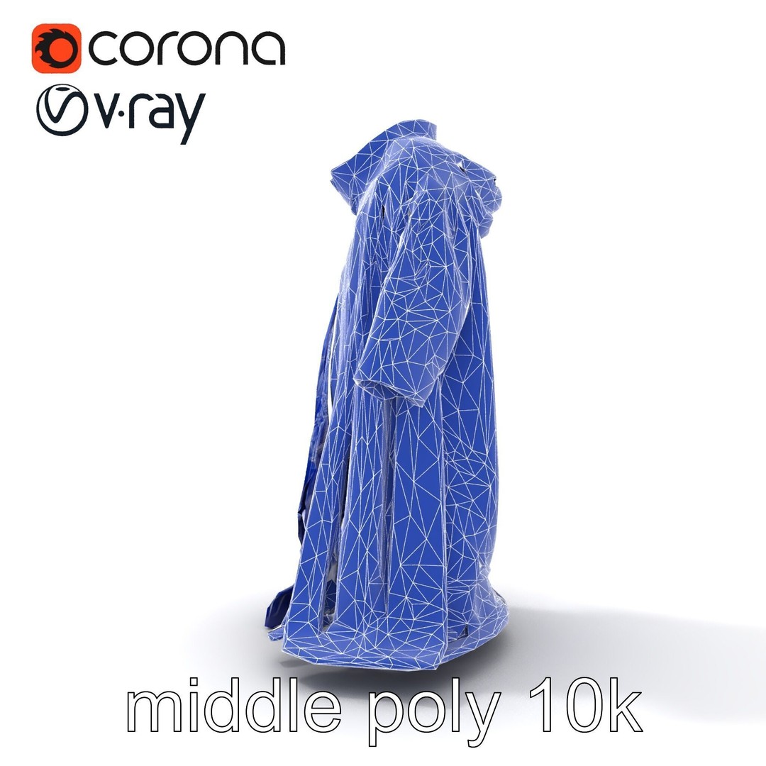 Sapphire Wizard Robe 3D Model – Low Poly PBR Character Asset, FBX - View 24