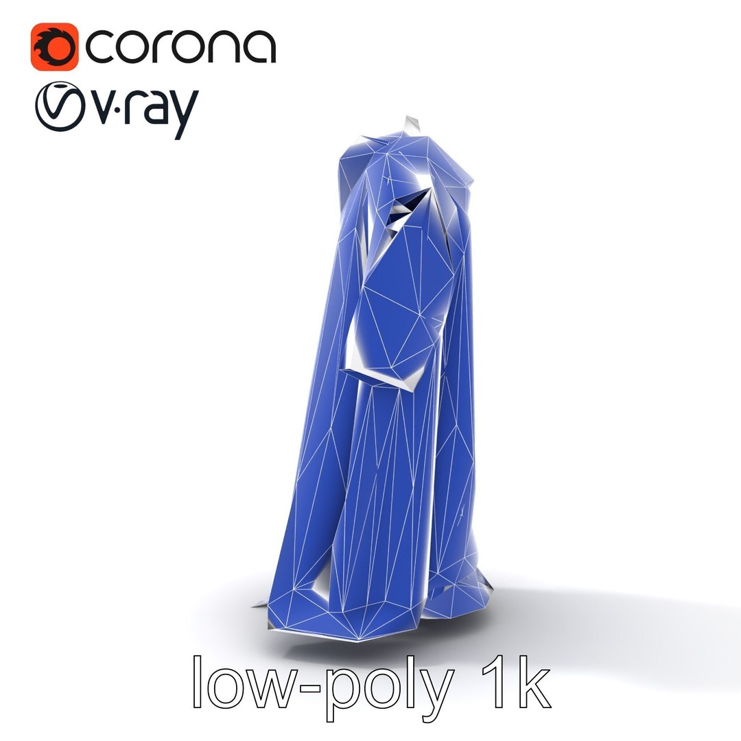 Sapphire Wizard Robe 3D Model – Low Poly PBR Character Asset, FBX - View 30