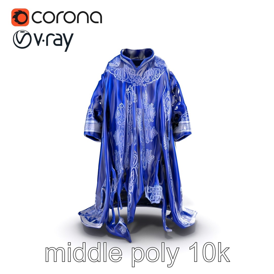 Sapphire Wizard Robe 3D Model – Low Poly PBR Character Asset, FBX - View 32