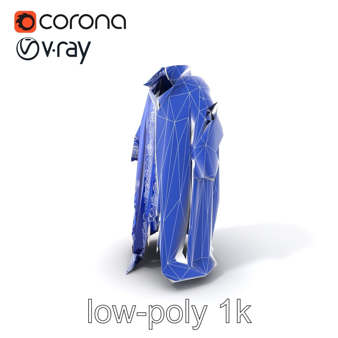 Sapphire Wizard Robe 3D Model – Low Poly PBR Character Asset, FBX - View 8