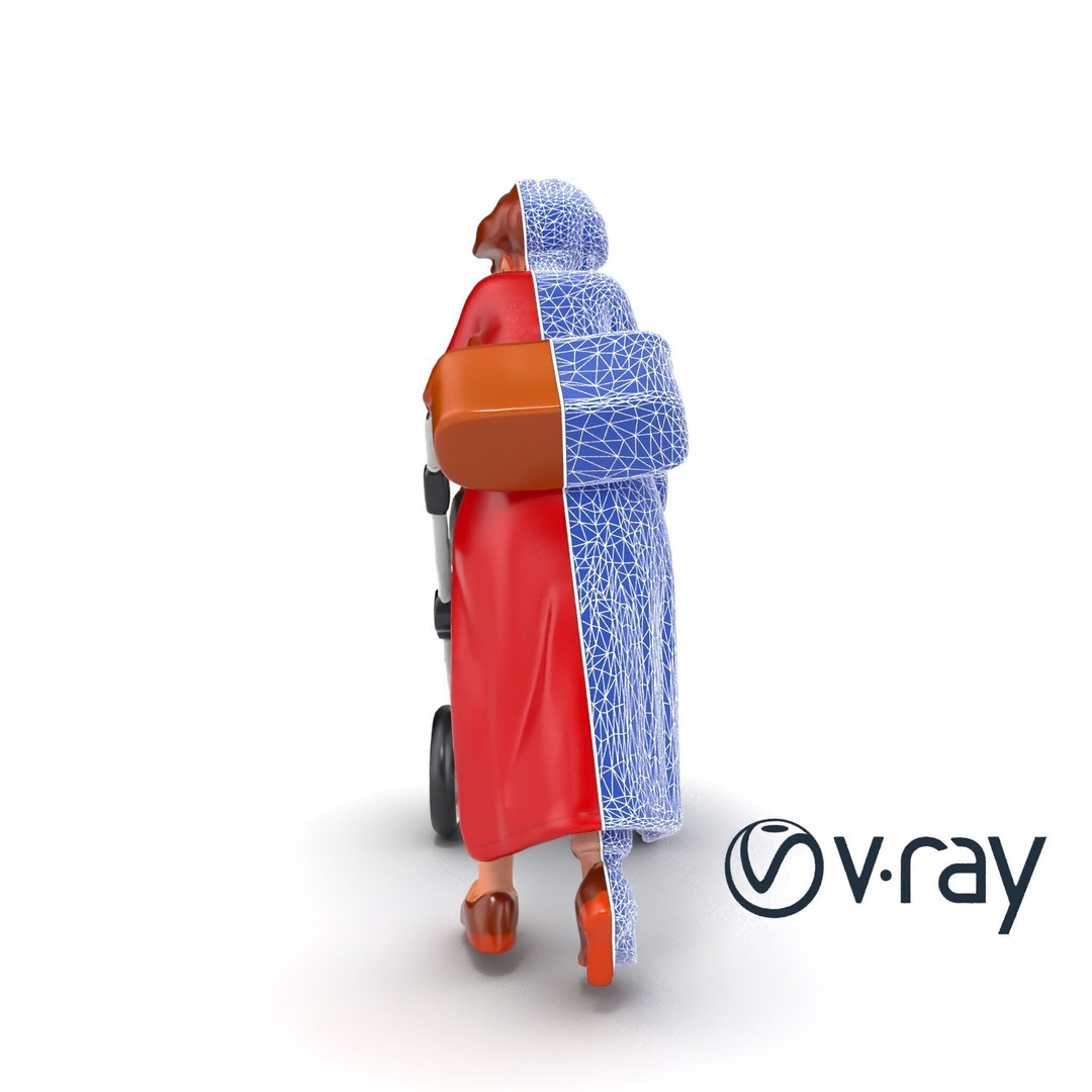 Cartoon Woman with Stroller 3D Model – Low Poly Character, FBX, PBR - View 19