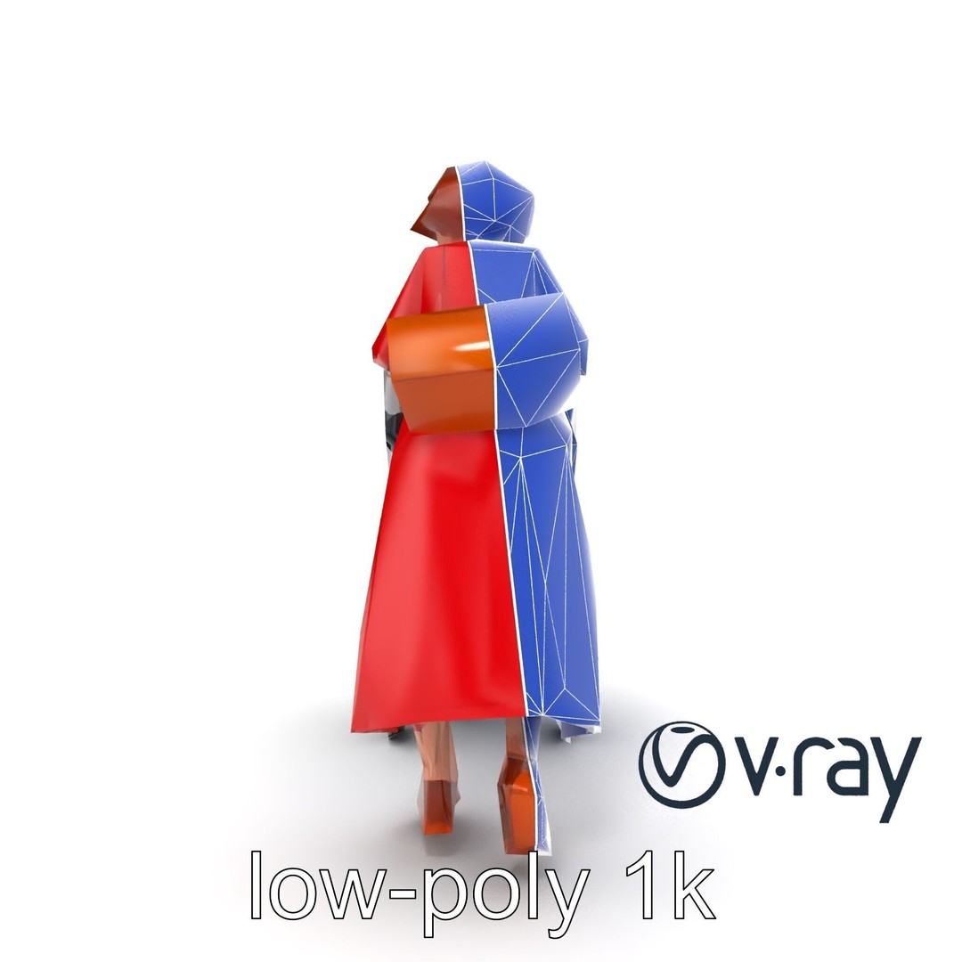 Cartoon Woman with Stroller 3D Model – Low Poly Character, FBX, PBR - View 22