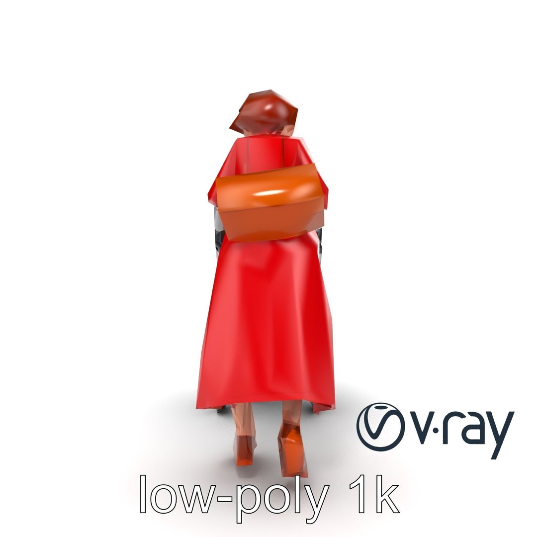 Cartoon Woman with Stroller 3D Model – Low Poly Character, FBX, PBR - View 28