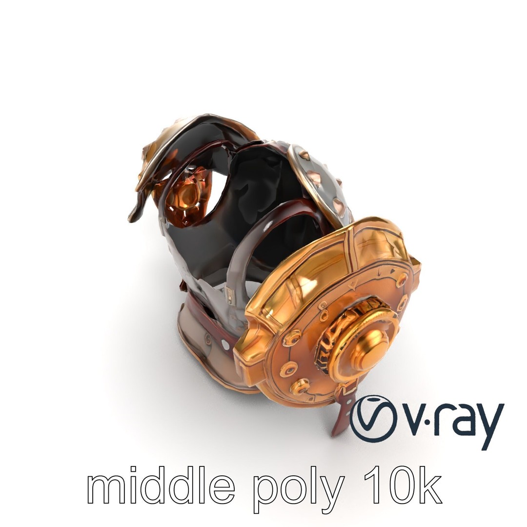 Steampunk Knight Armor 3D Model – Vintage Aesthetic, Low Poly, FBX - View 10