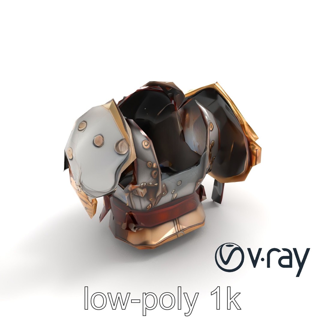 Steampunk Knight Armor 3D Model – Vintage Aesthetic, Low Poly, FBX - View 11