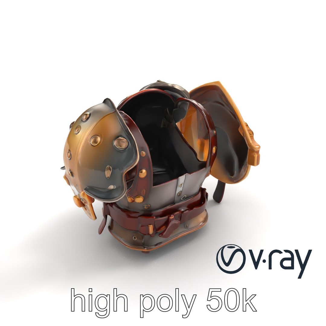 Steampunk Knight Armor 3D Model – Vintage Aesthetic, Low Poly, FBX - View 12