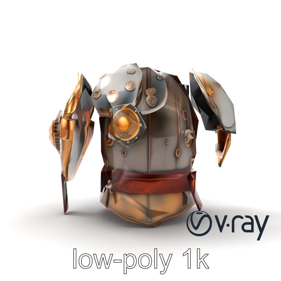 Steampunk Knight Armor 3D Model – Vintage Aesthetic, Low Poly, FBX - View 13