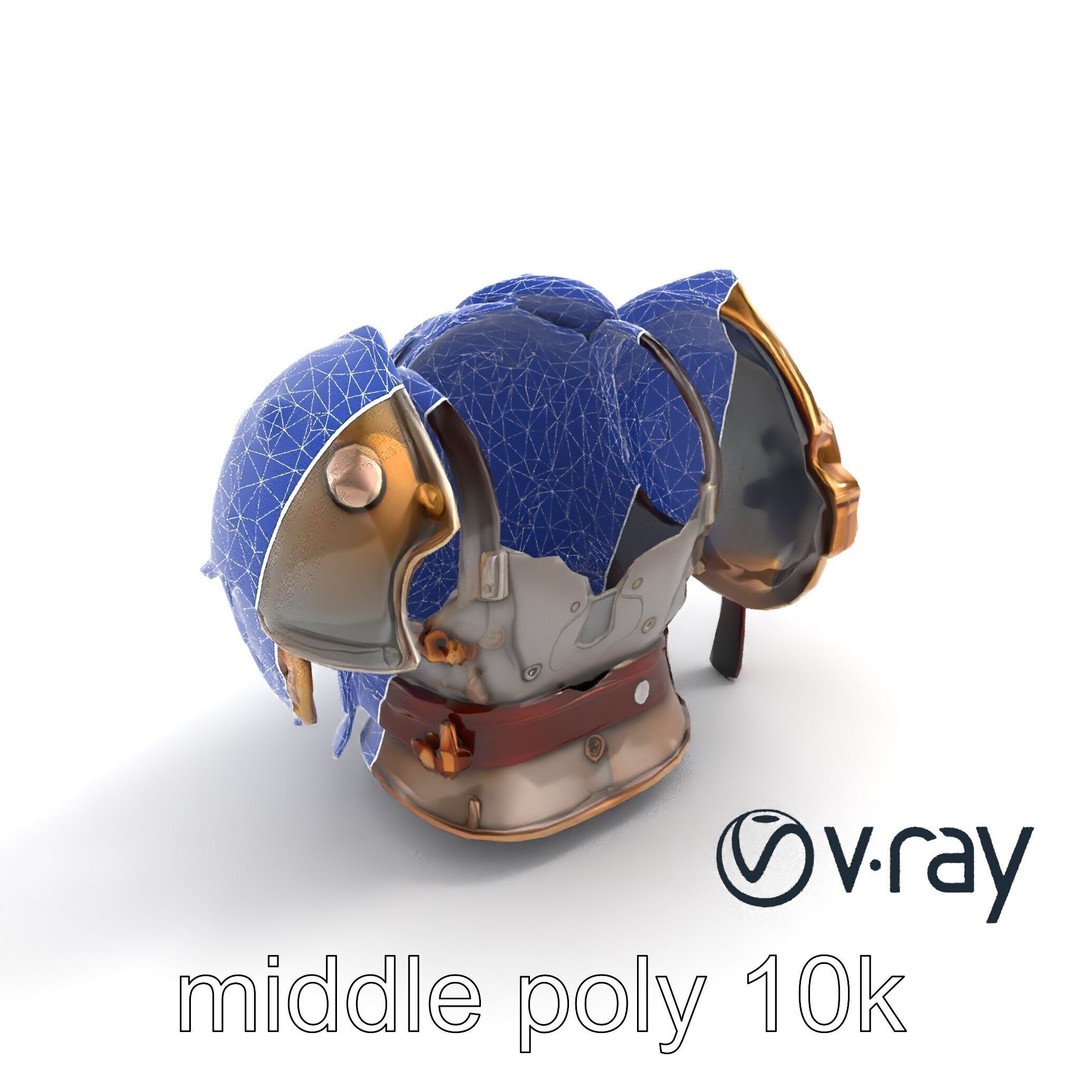 Steampunk Knight Armor 3D Model – Vintage Aesthetic, Low Poly, FBX - View 14