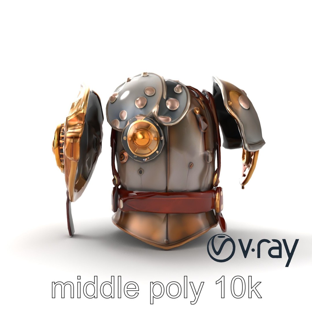Steampunk Knight Armor 3D Model – Vintage Aesthetic, Low Poly, FBX - View 16