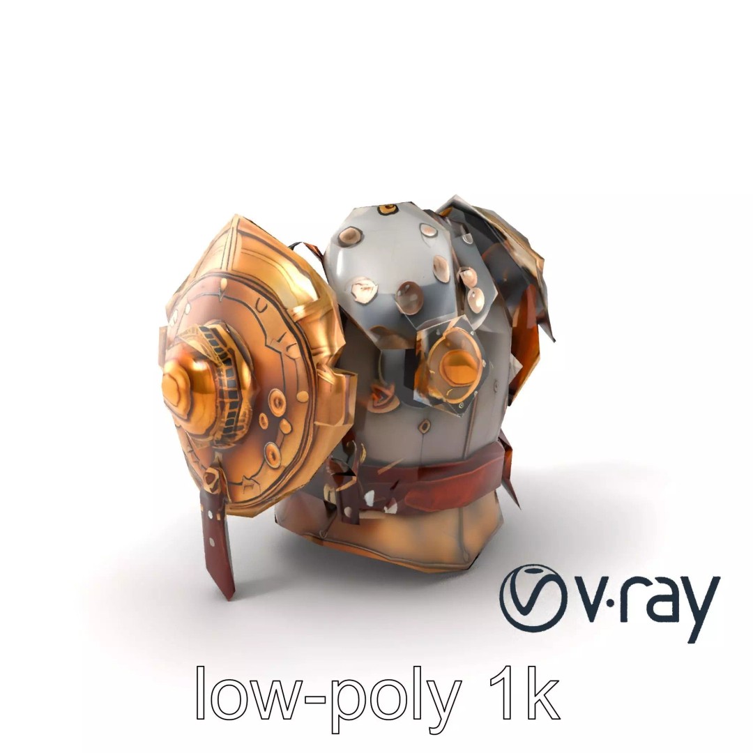 Steampunk Knight Armor 3D Model – Vintage Aesthetic, Low Poly, FBX - View 2