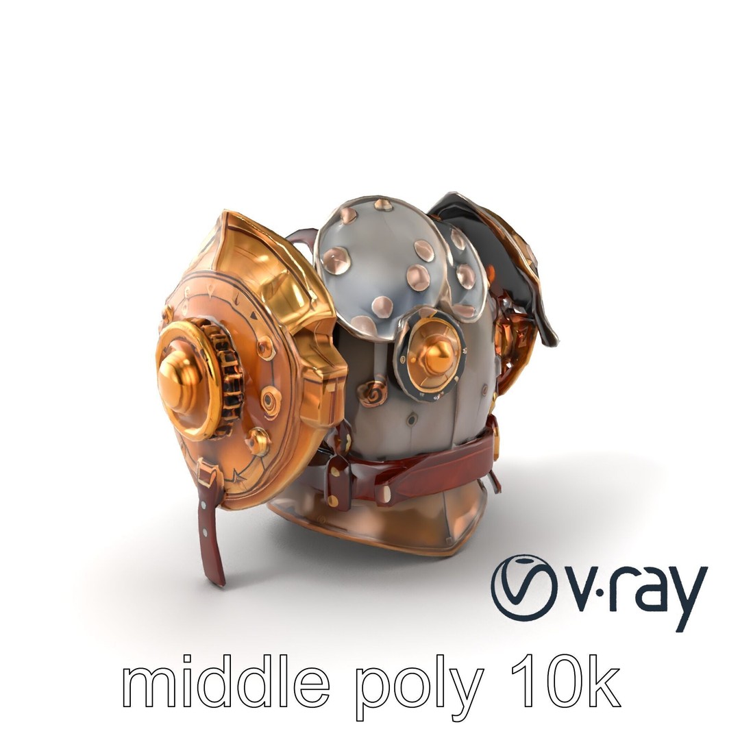 Steampunk Knight Armor 3D Model – Vintage Aesthetic, Low Poly, FBX - View 4