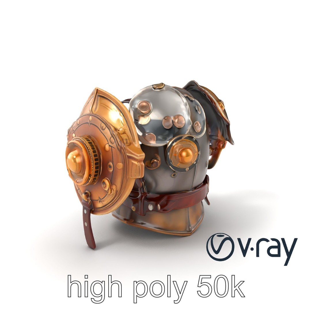 Steampunk Knight Armor 3D Model – Vintage Aesthetic, Low Poly, FBX - View 6