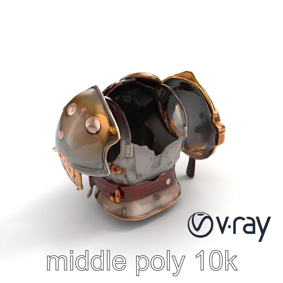 Steampunk Knight Armor 3D Model – Vintage Aesthetic, Low Poly, FBX - View 7