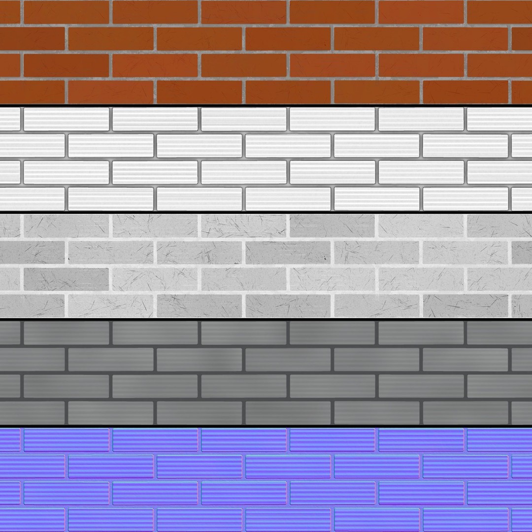 Brick Wall 3D Model – PBR Textures with Seamless Variants, OBJ & FBX - View 5