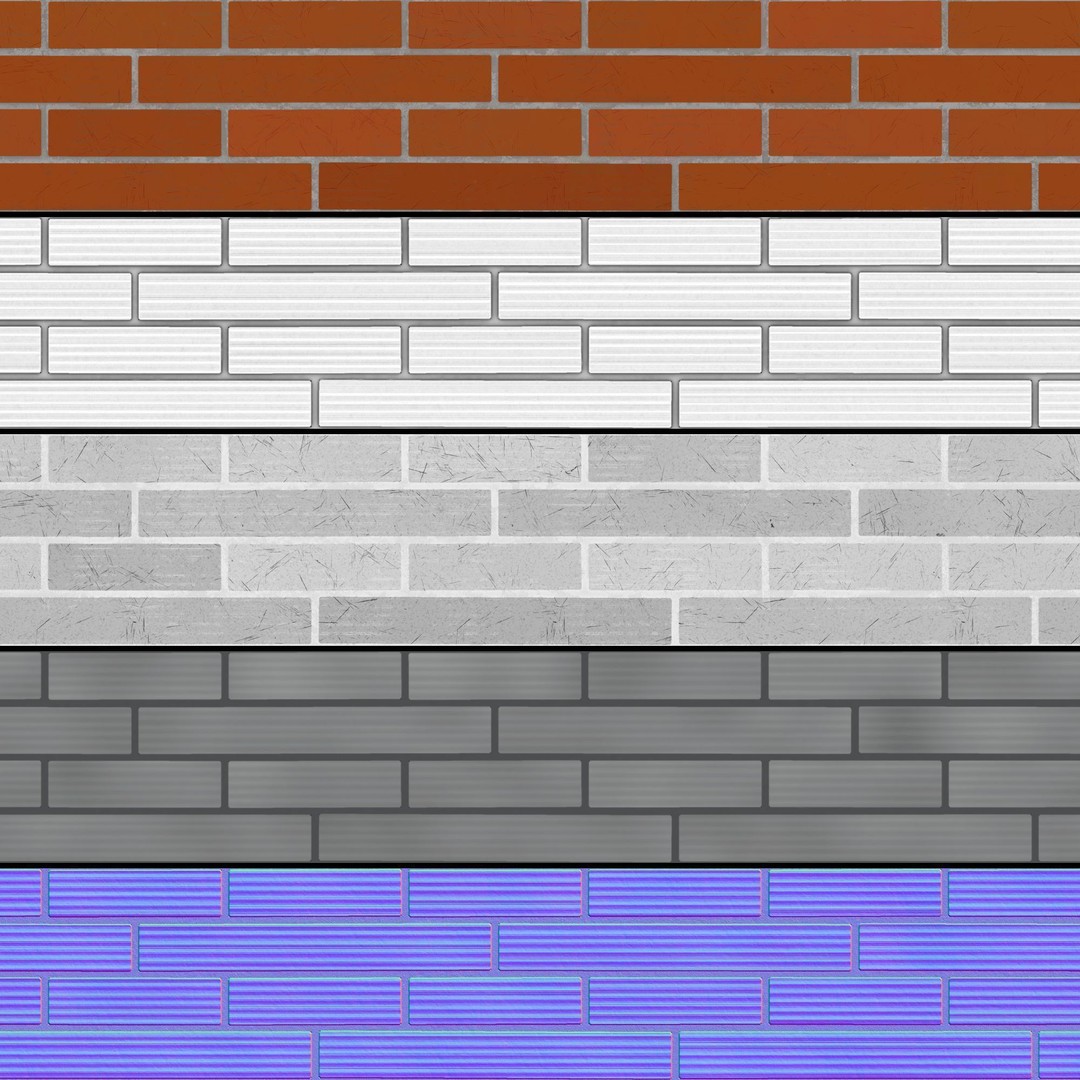 Brick Wall 3D Model – PBR Textures with Seamless Variants, OBJ & FBX - View 6
