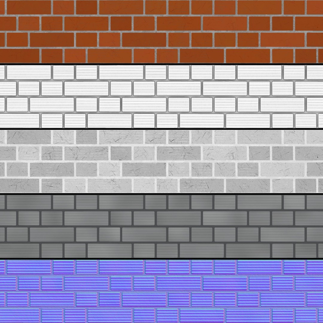 Brick Wall 3D Model – PBR Textures with Seamless Variants, OBJ & FBX - View 7