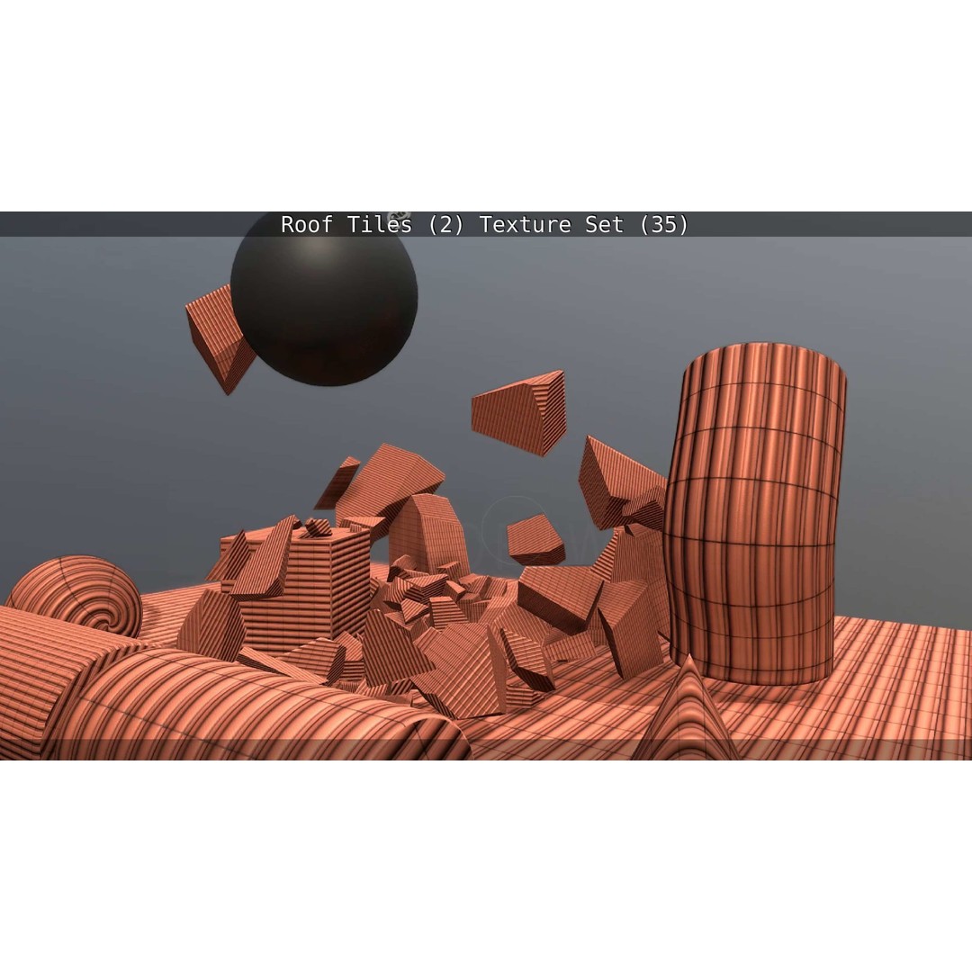 Roof Tiles 3D Model – PBR Texture Set, 4K Resolution - View 101