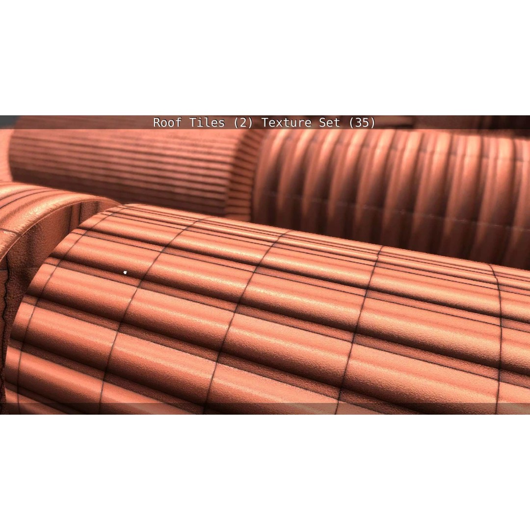 Roof Tiles 3D Model – PBR Texture Set, 4K Resolution - View 2