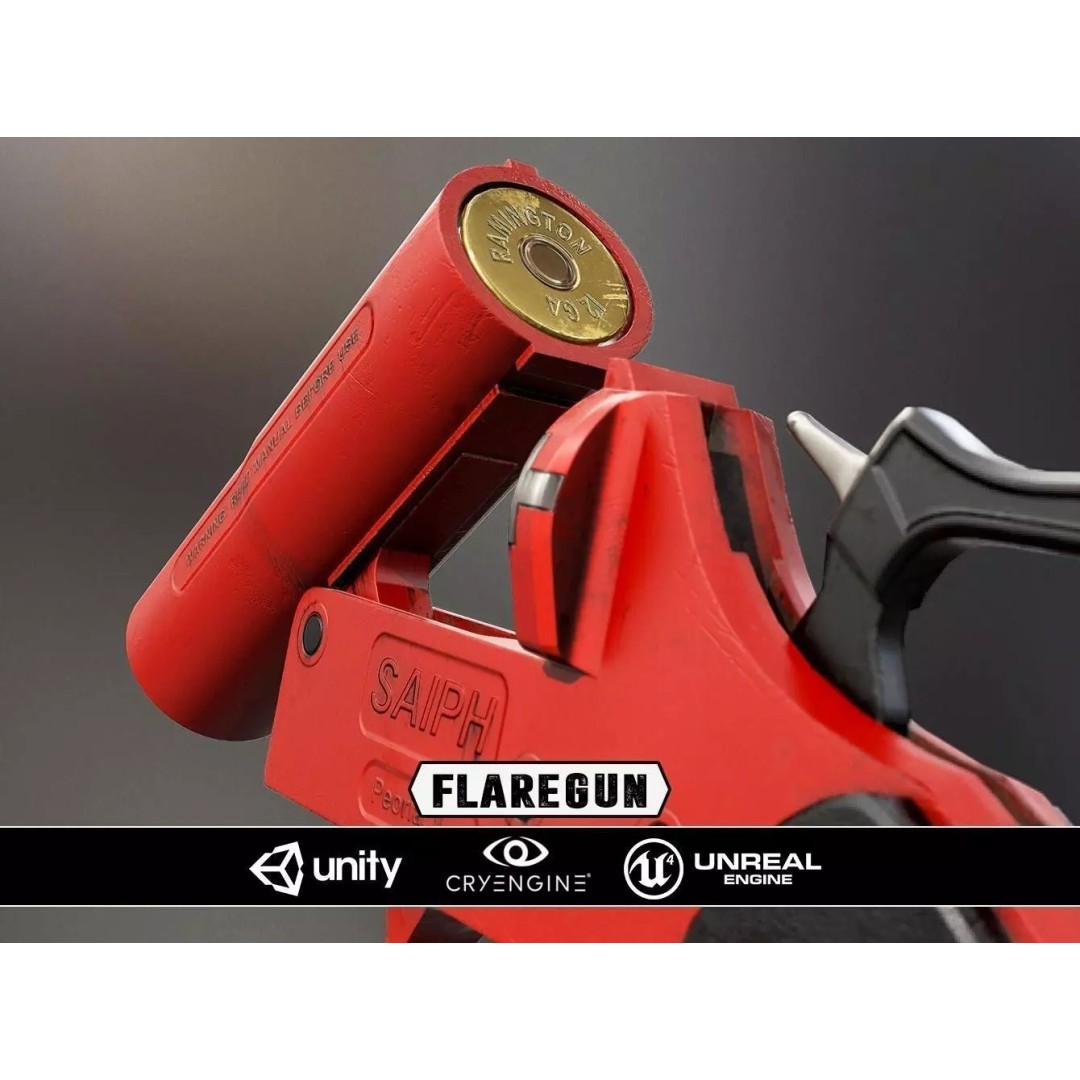 Flaregun 3D Model – Low Poly Game Ready Asset, FBX/PBR - View 2