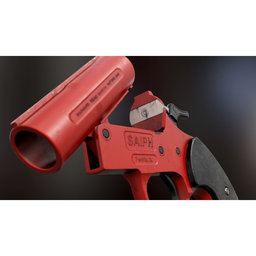 Flaregun 3D Model – Low Poly Game Ready Asset, FBX/PBR - View 3