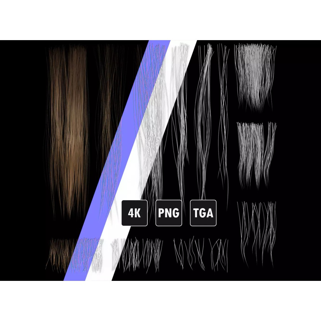 Realistic Hair Textures 3D Model – PBR Hair Texture Set for Short Styles - View 2