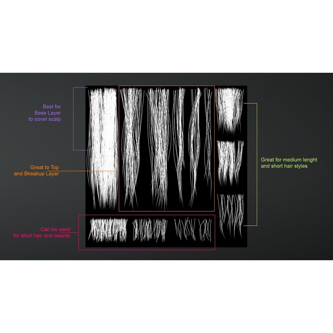 Realistic Hair Textures 3D Model – PBR Hair Texture Set for Short Styles - View 4