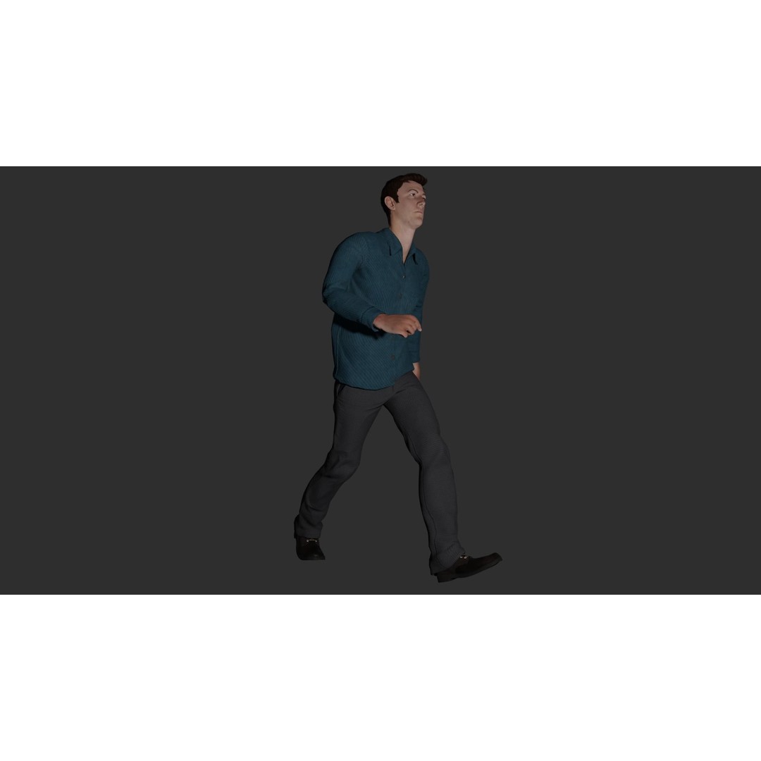 Rigged Male Character 3D Model – PBR Game Asset, FBX, Blender - View 10