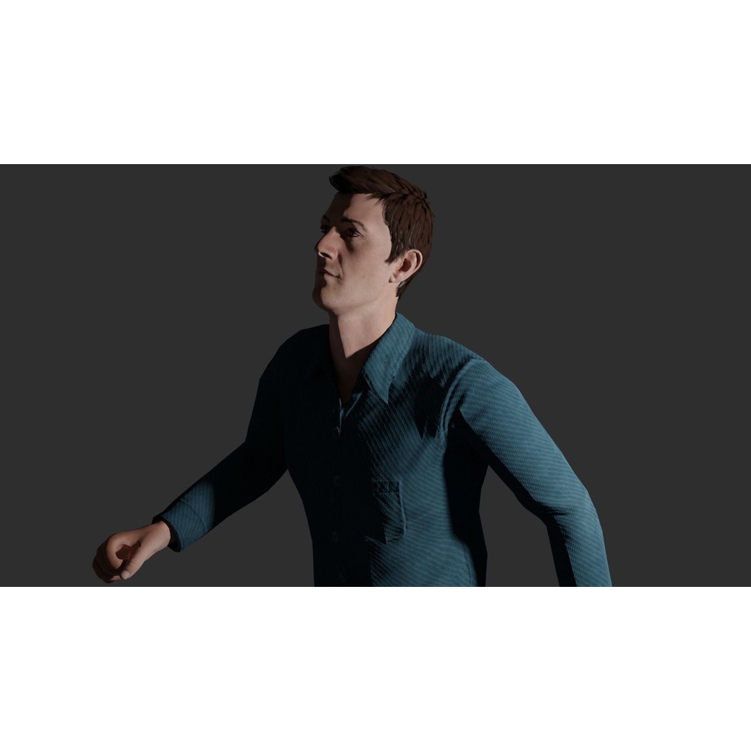 Rigged Male Character 3D Model – PBR Game Asset, FBX, Blender - View 11