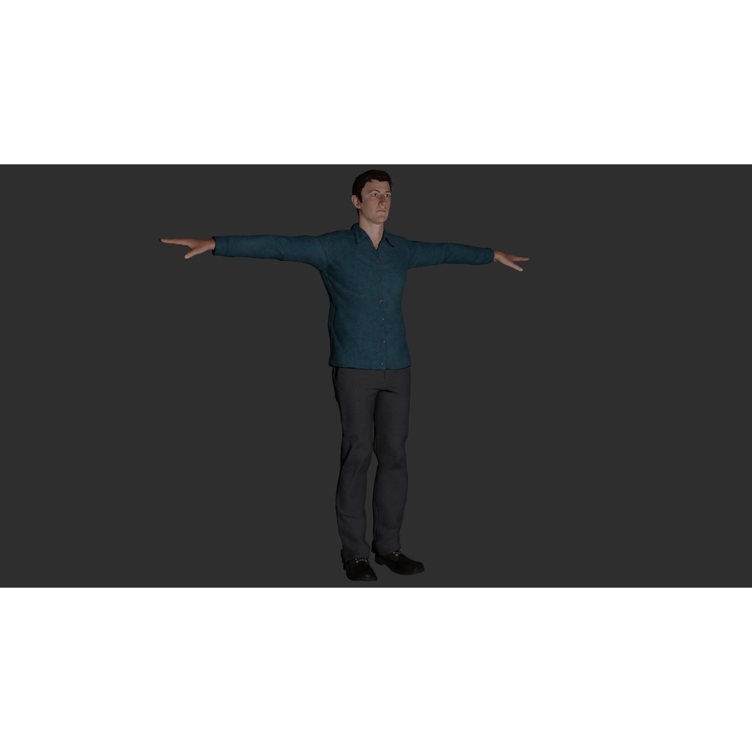 Rigged Male Character 3D Model – PBR Game Asset, FBX, Blender - View 13