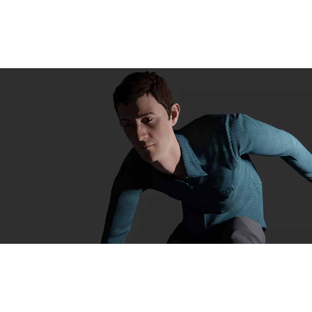 Rigged Male Character 3D Model – PBR Game Asset, FBX, Blender - View 2